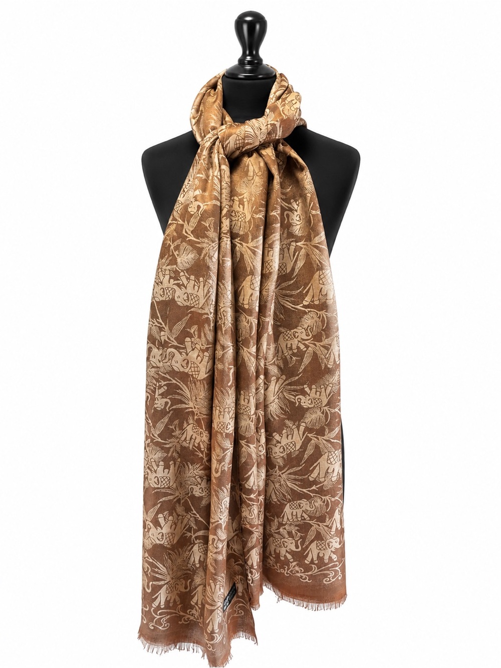 Elegant Brown Elephant design Wrap Scarf/Shawl- New